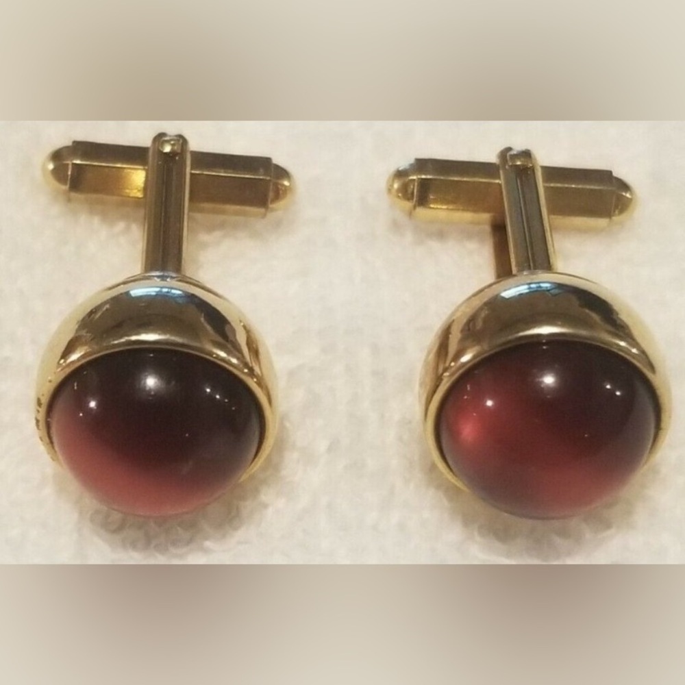 Elegant Gold and Red Cufflinks